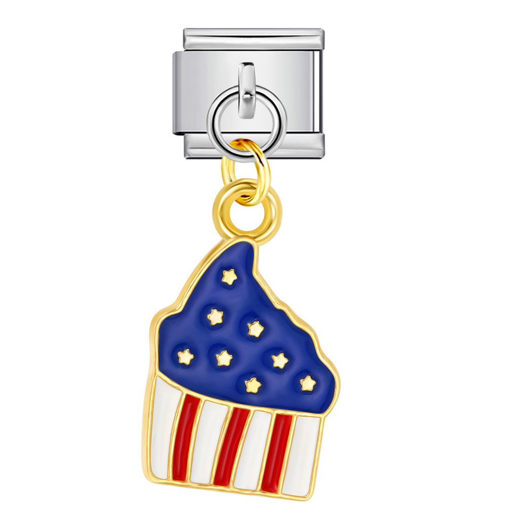 American flag, Independence Day element, Italian modular bracelet, stainless steel DIY hook pendant bangle/band.