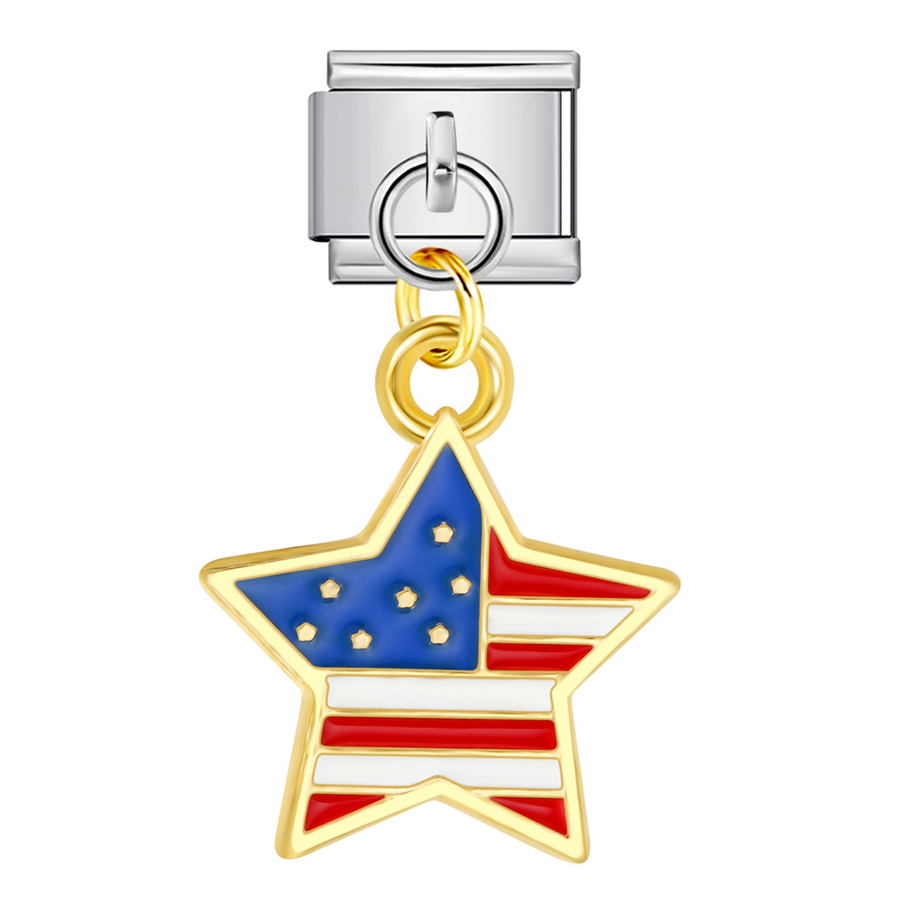 American flag, Independence Day element, Italian modular bracelet, stainless steel DIY hook pendant bangle/band.