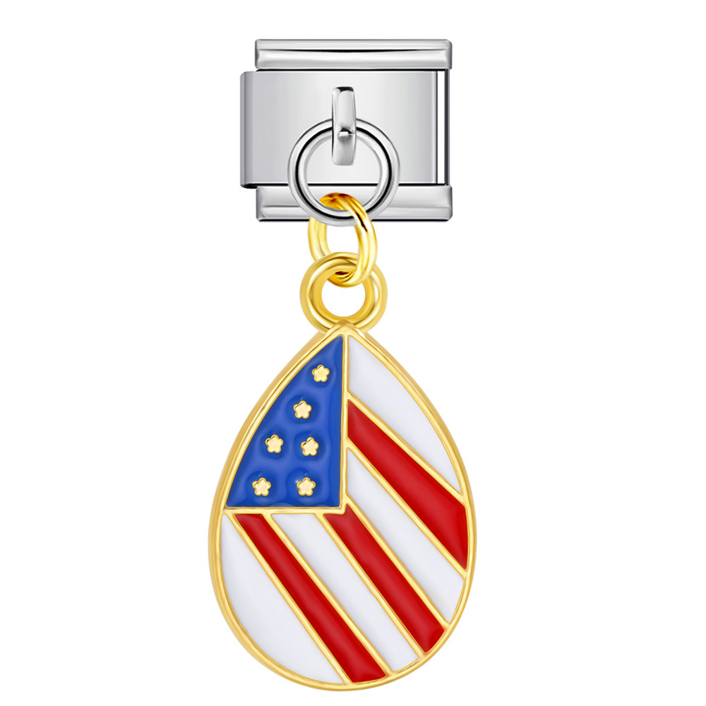 American flag, Independence Day element, Italian modular bracelet, stainless steel DIY hook pendant bangle/band.