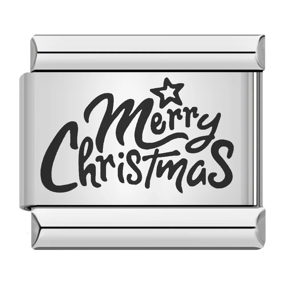 New holiday laser pattern Italian modular stainless steel DIY customizable bracelet/watch strap chain