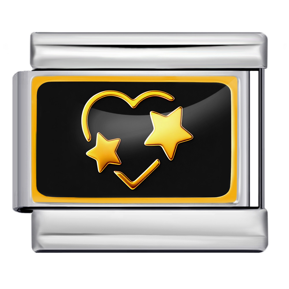 Cross-border best-selling black and gold star moon DIY spliced bracelet stainless steel handmade Italian modular accessory bracelet