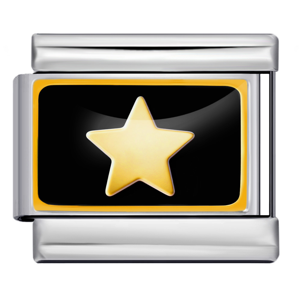 Cross-border best-selling black and gold star moon DIY spliced bracelet stainless steel handmade Italian modular accessory bracelet