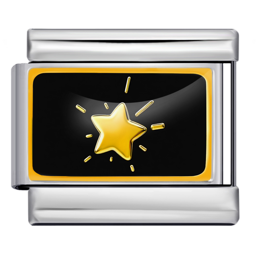 Cross-border best-selling black and gold star moon DIY spliced bracelet stainless steel handmade Italian modular accessory bracelet