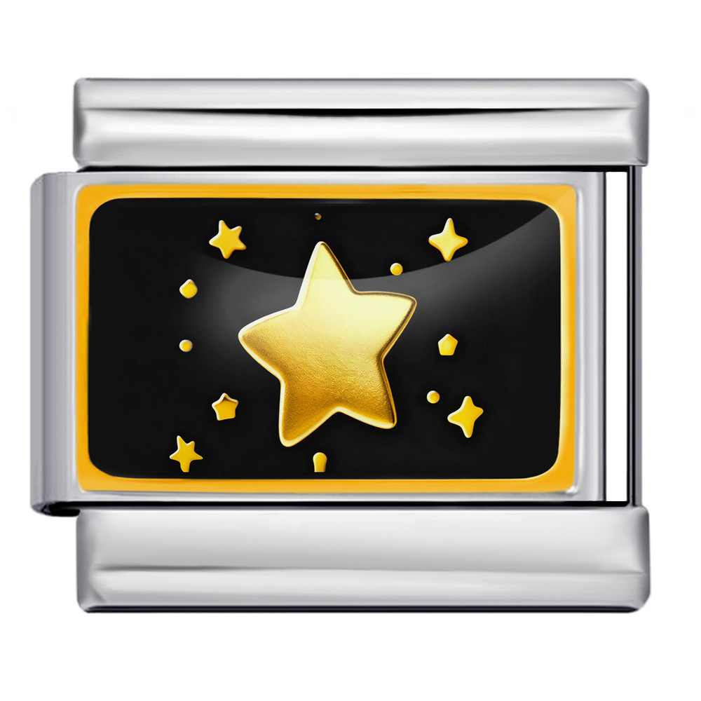 Cross-border best-selling black and gold star moon DIY spliced bracelet stainless steel handmade Italian modular accessory bracelet