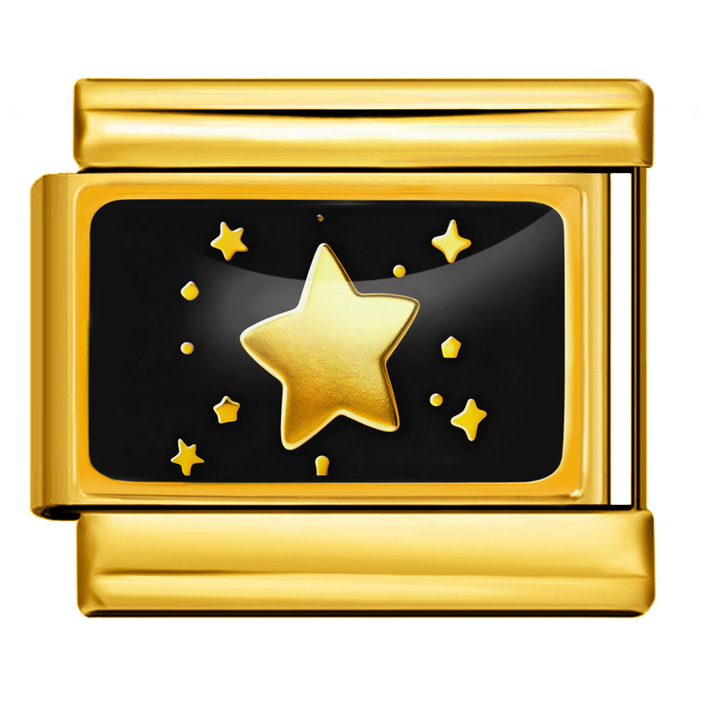Cross-border best-selling black and gold star moon DIY spliced bracelet stainless steel handmade Italian modular accessory bracelet