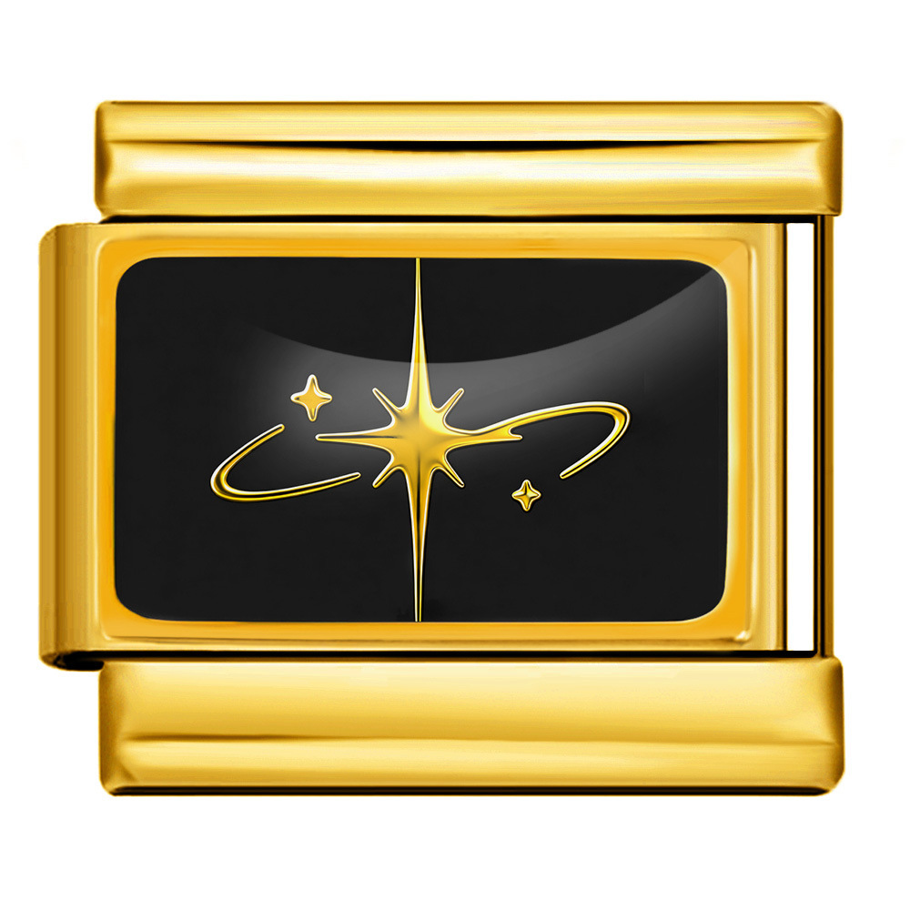 Cross-border best-selling black and gold star moon DIY spliced bracelet stainless steel handmade Italian modular accessory bracelet