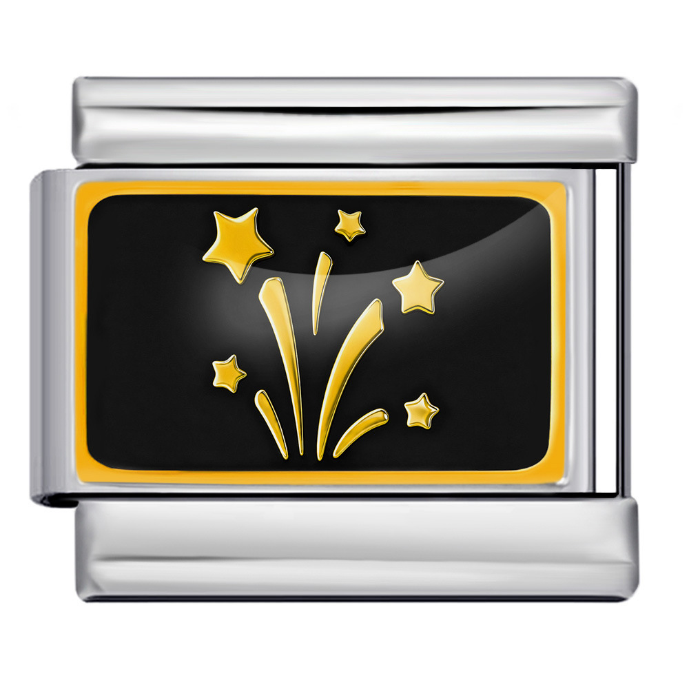 Cross-border best-selling black and gold star moon DIY spliced bracelet stainless steel handmade Italian modular accessory bracelet