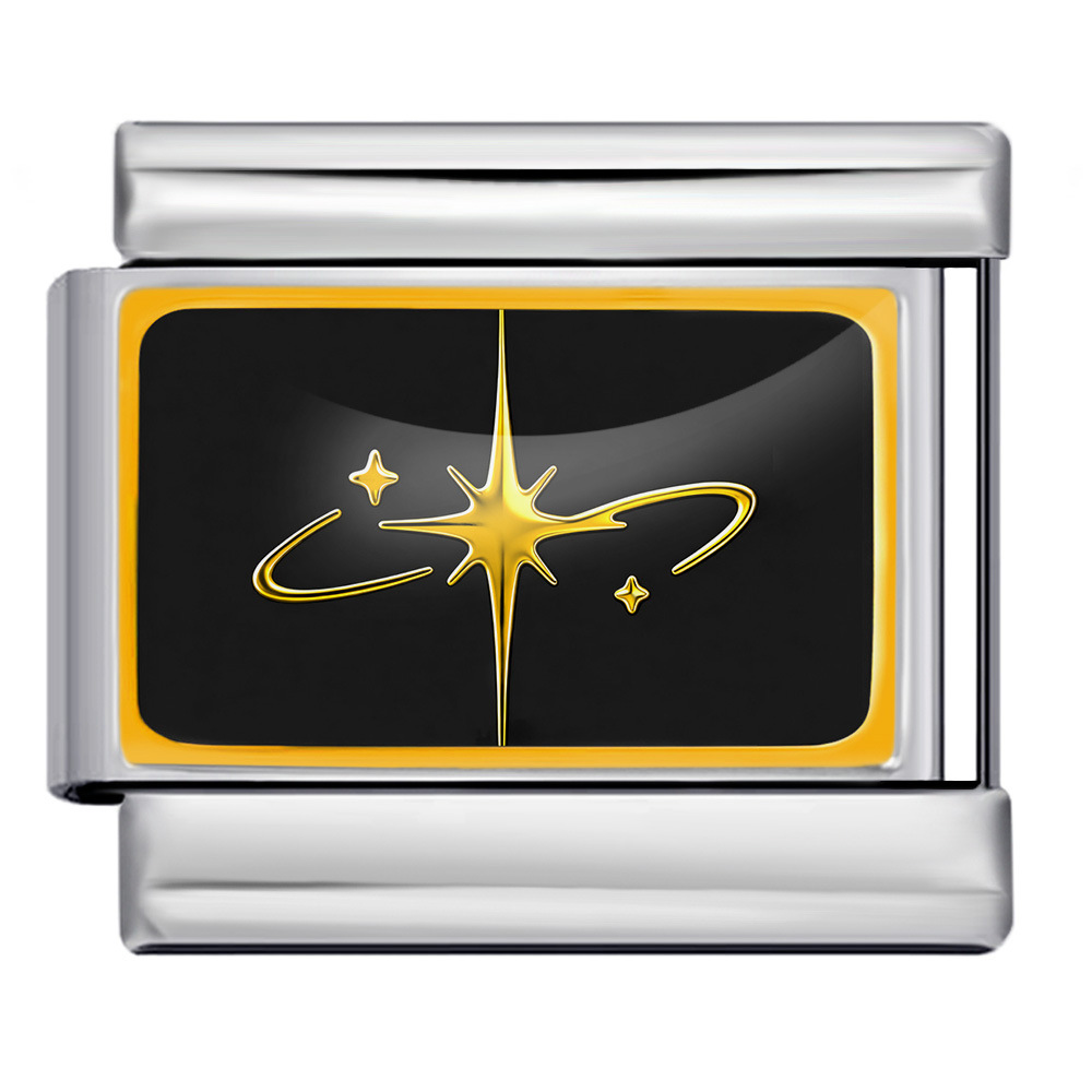 Cross-border best-selling black and gold star moon DIY spliced bracelet stainless steel handmade Italian modular accessory bracelet