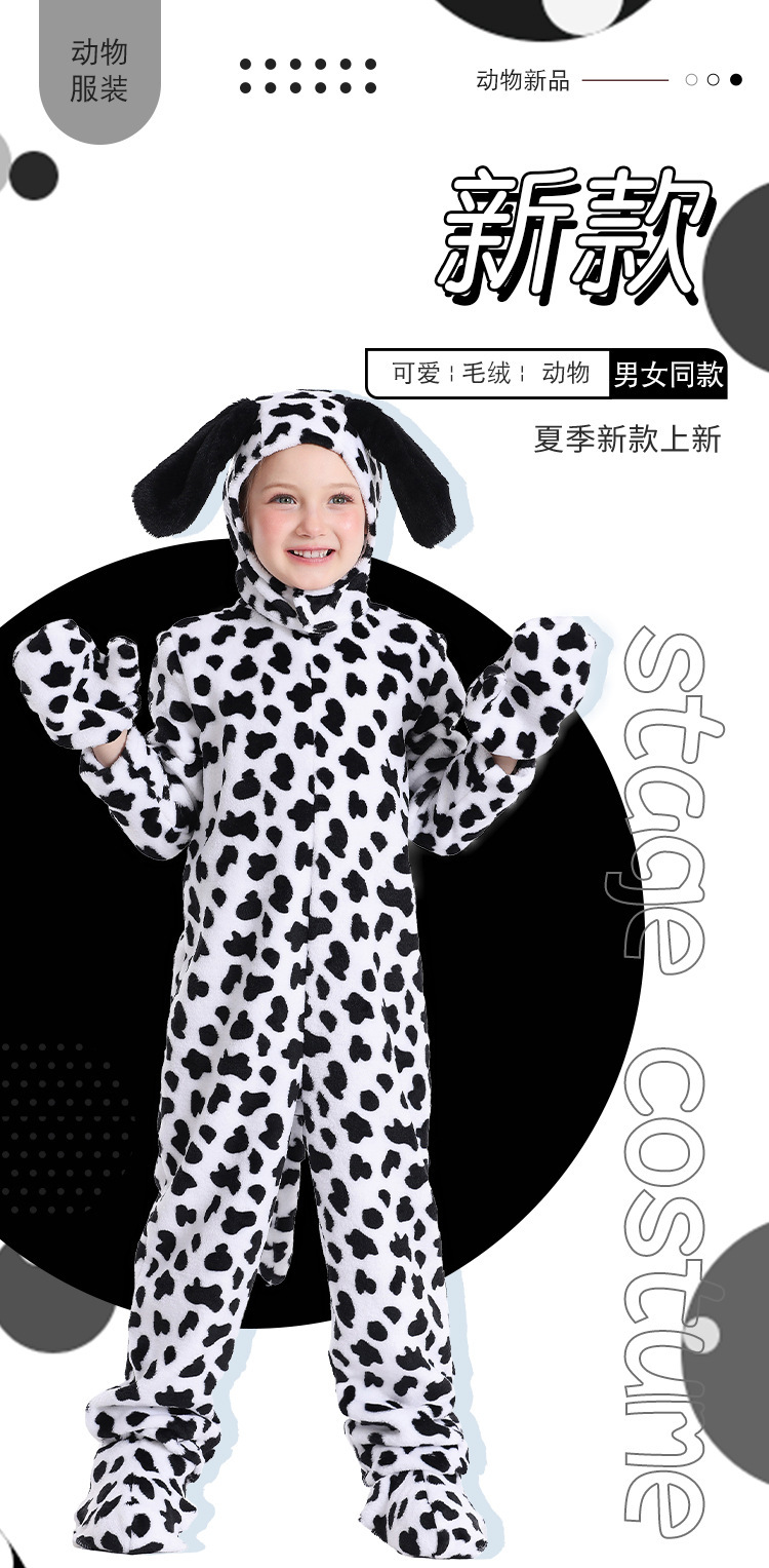 Children's Dalmatian Onesie Animal Costume Halloween Costume for Masquerade Party Performance and Parent-Child Outfit