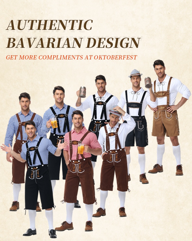 Munich Oktoberfest costumes, men's overalls, Bavarian traditional costumes, Halloween costumes