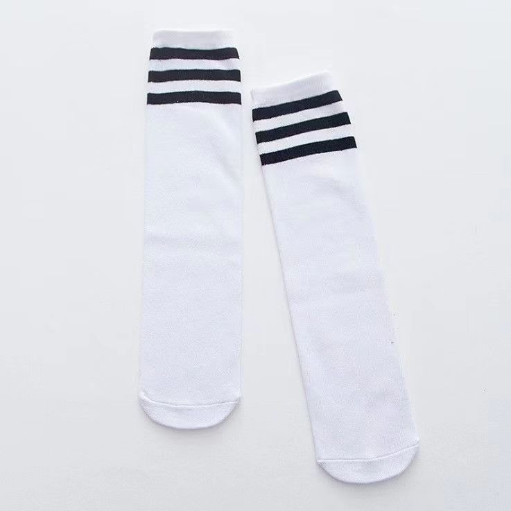 Halloween/Children's Day White Knee-High Socks, Mid-Calf Socks, Girls' and Boys' Student Soccer Socks, Sports Socks, Cotton