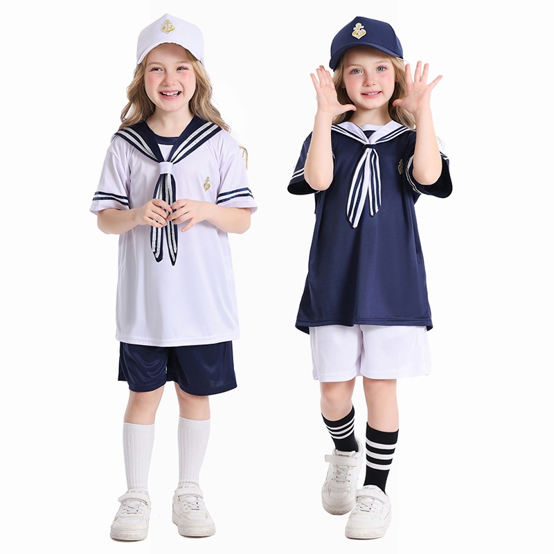 Boys' and girls' navy sailor suit sets, children's school style, kindergarten performance costumes