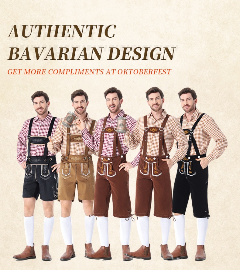 New Bavarian adult men's clothing for the traditional German Oktoberfest in Munich.