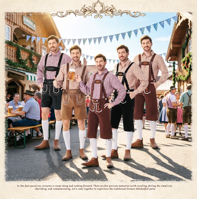 New Bavarian adult men's clothing for the traditional German Oktoberfest in Munich.
