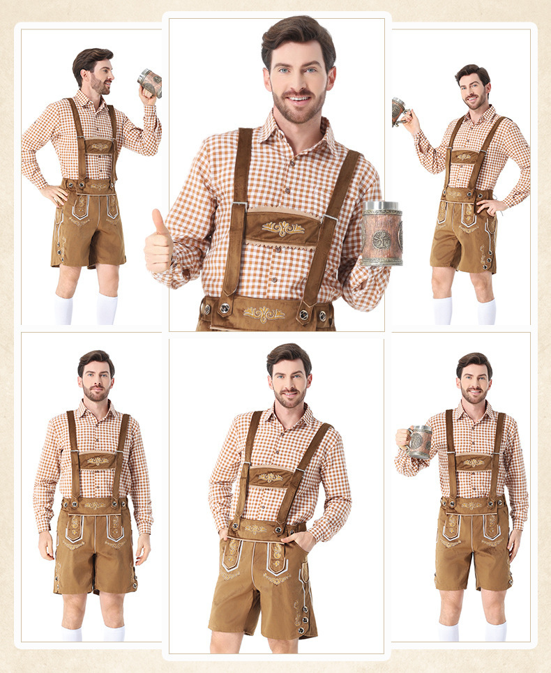 New Bavarian adult men's clothing for the traditional German Oktoberfest in Munich.