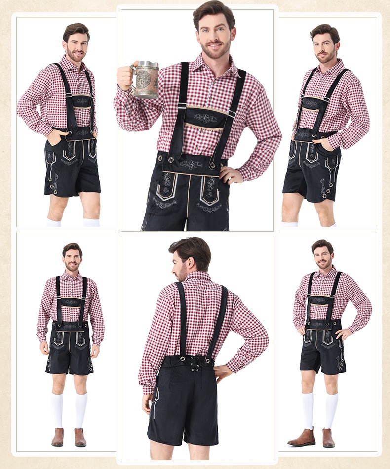New Bavarian adult men's clothing for the traditional German Oktoberfest in Munich.