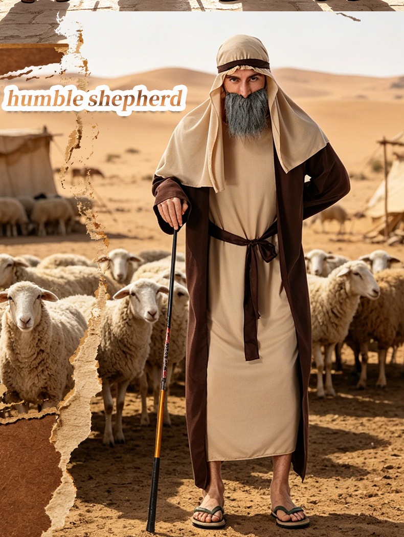 New two-tone Grandpa Cosplay Costume, Halloween Role-Playing Outfit, Shepherd Style, Male
