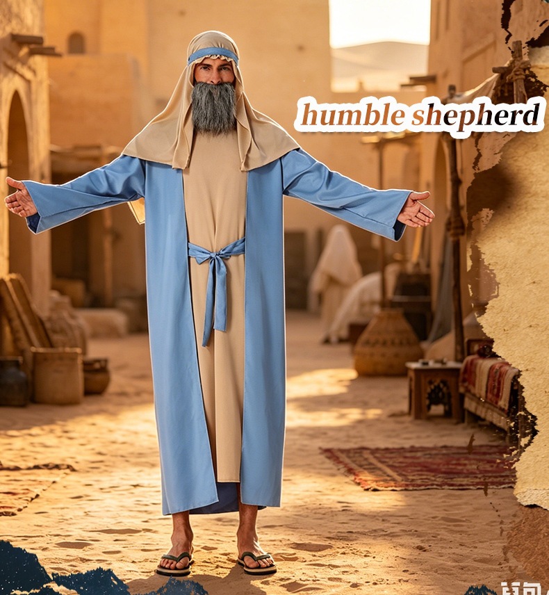 New two-tone Grandpa Cosplay Costume, Halloween Role-Playing Outfit, Shepherd Style, Male