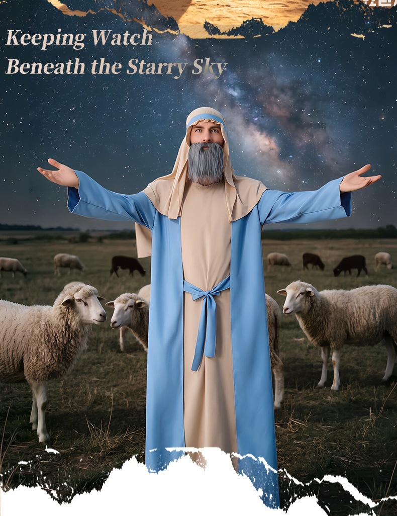 New two-tone Grandpa Cosplay Costume, Halloween Role-Playing Outfit, Shepherd Style, Male