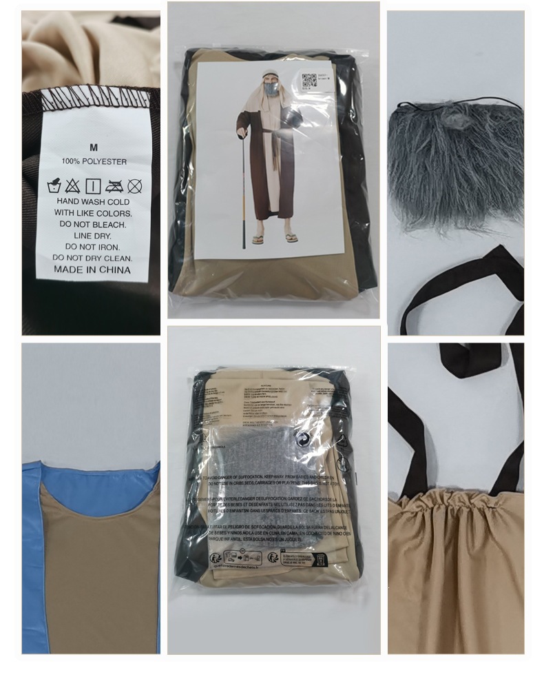New two-tone Grandpa Cosplay Costume, Halloween Role-Playing Outfit, Shepherd Style, Male