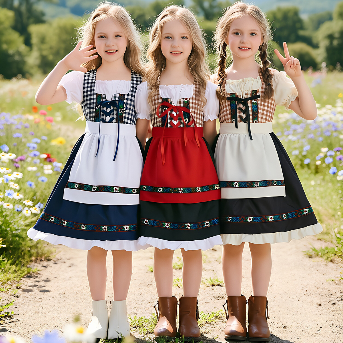 Children's German Bavarian traditional Dirndl dress, ethnic style beer costume, stage performance costume