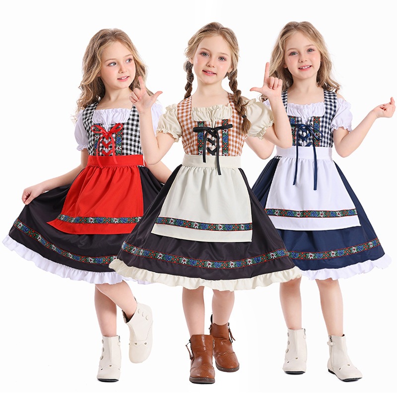 Children's German Bavarian traditional Dirndl dress, ethnic style beer costume, stage performance costume