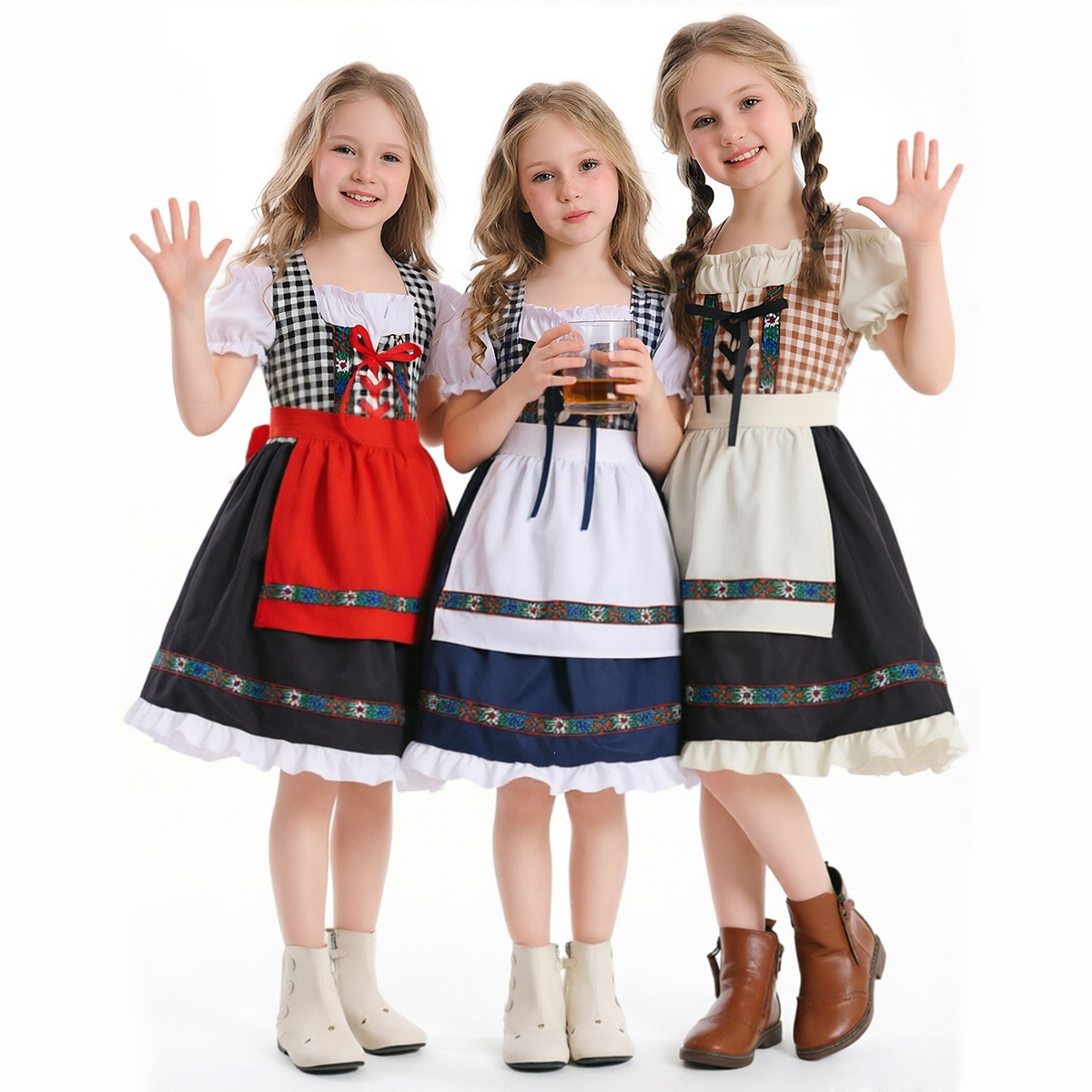 Children's German Bavarian traditional Dirndl dress, ethnic style beer costume, stage performance costume