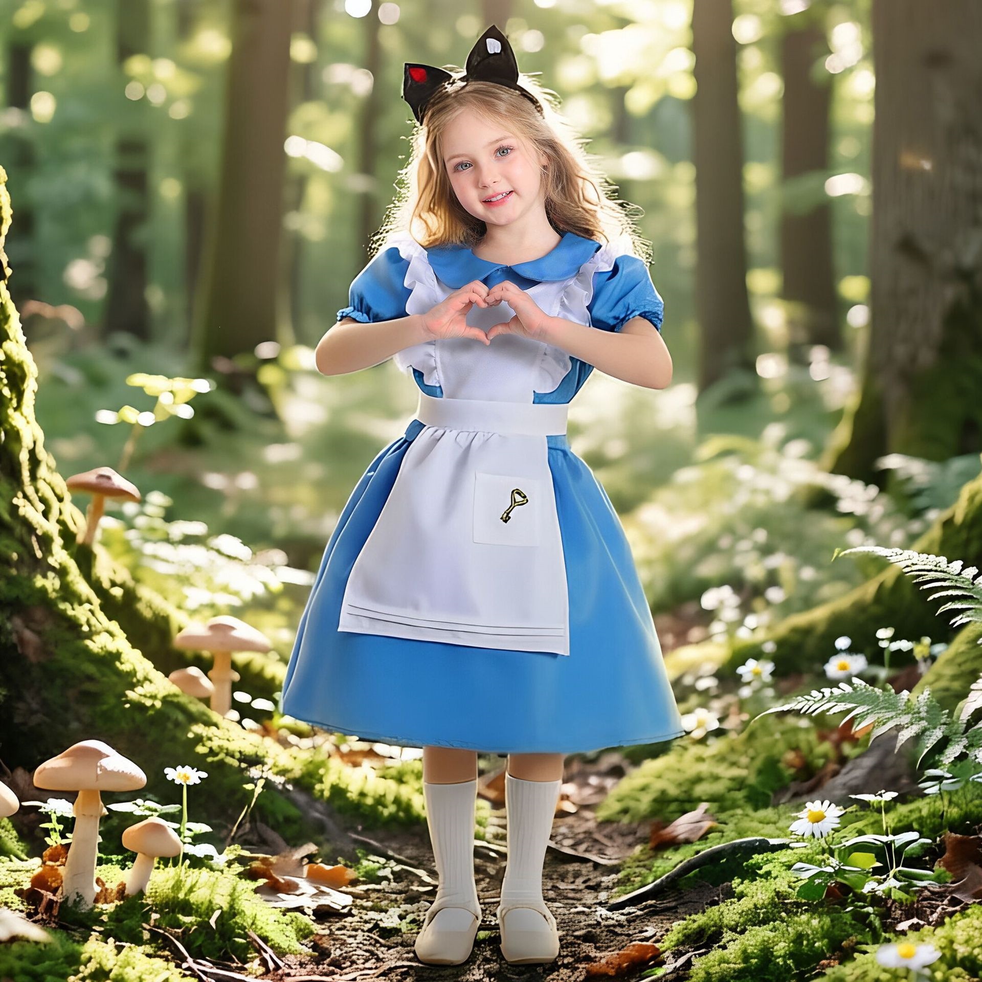 Guangzhou Halloween Children's Clothing Blue and White Maid Alice Princess Dress Cosplay Costume
