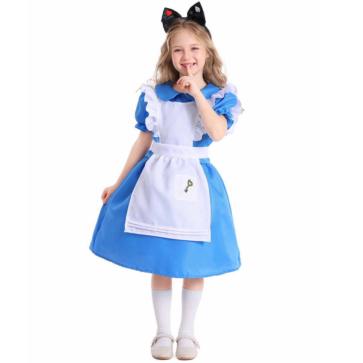 Guangzhou Halloween Children's Clothing Blue and White Maid Alice Princess Dress Cosplay Costume