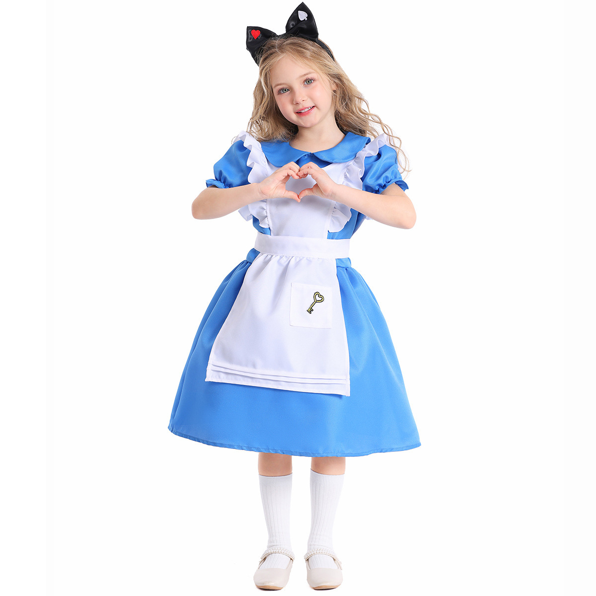 Guangzhou Halloween Children's Clothing Blue and White Maid Alice Princess Dress Cosplay Costume
