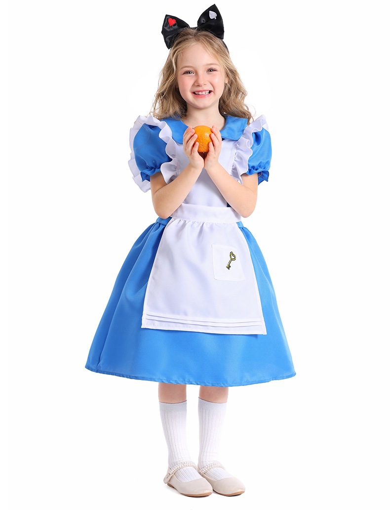 Guangzhou Halloween Children's Clothing Blue and White Maid Alice Princess Dress Cosplay Costume