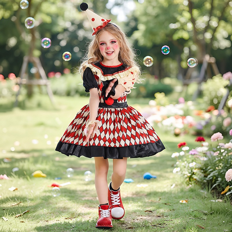 Halloween children's clown costumes, boys' and girls' circus cosplay costumes, stage performance costumes, Guangzhou
