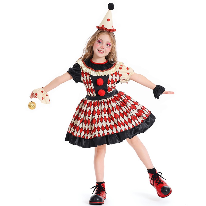 Halloween children's clown costumes, boys' and girls' circus cosplay costumes, stage performance costumes, Guangzhou