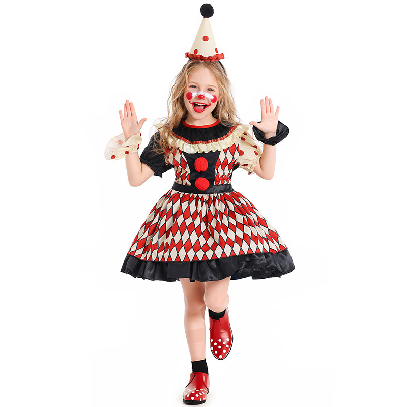Halloween children's clown costumes, boys' and girls' circus cosplay costumes, stage performance costumes, Guangzhou