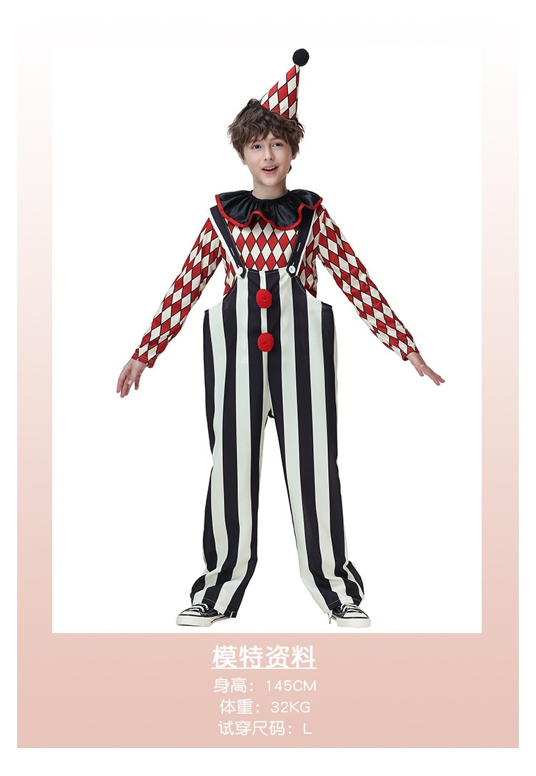 Halloween children's clown costumes, boys' and girls' circus cosplay costumes, stage performance costumes, Guangzhou