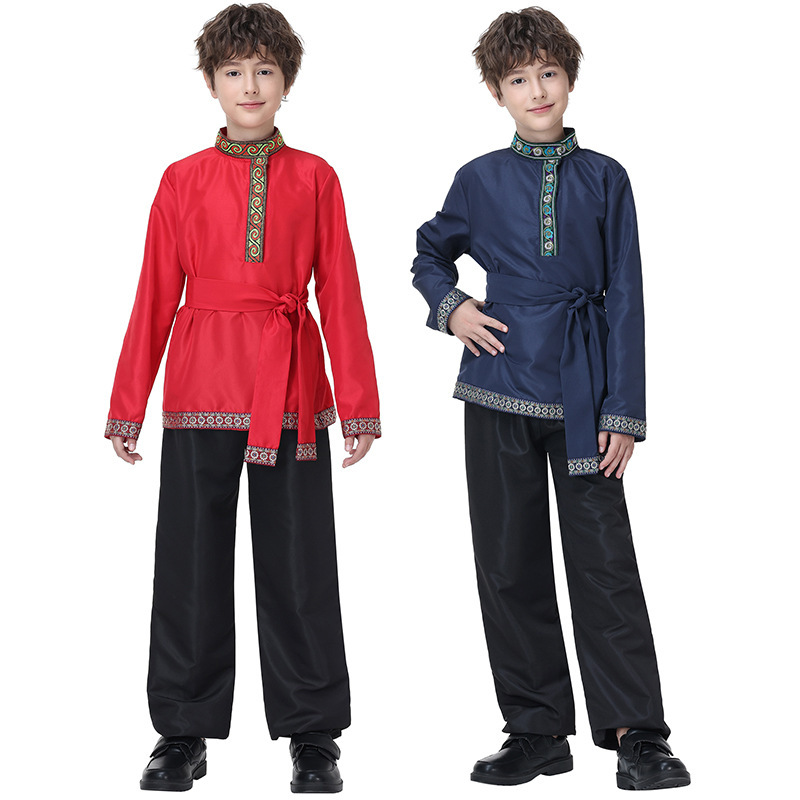 Children's Russian ethnic costumes, children's ethnic minority dance costumes, boys' Xinjiang dance performance costumes, choir costumes