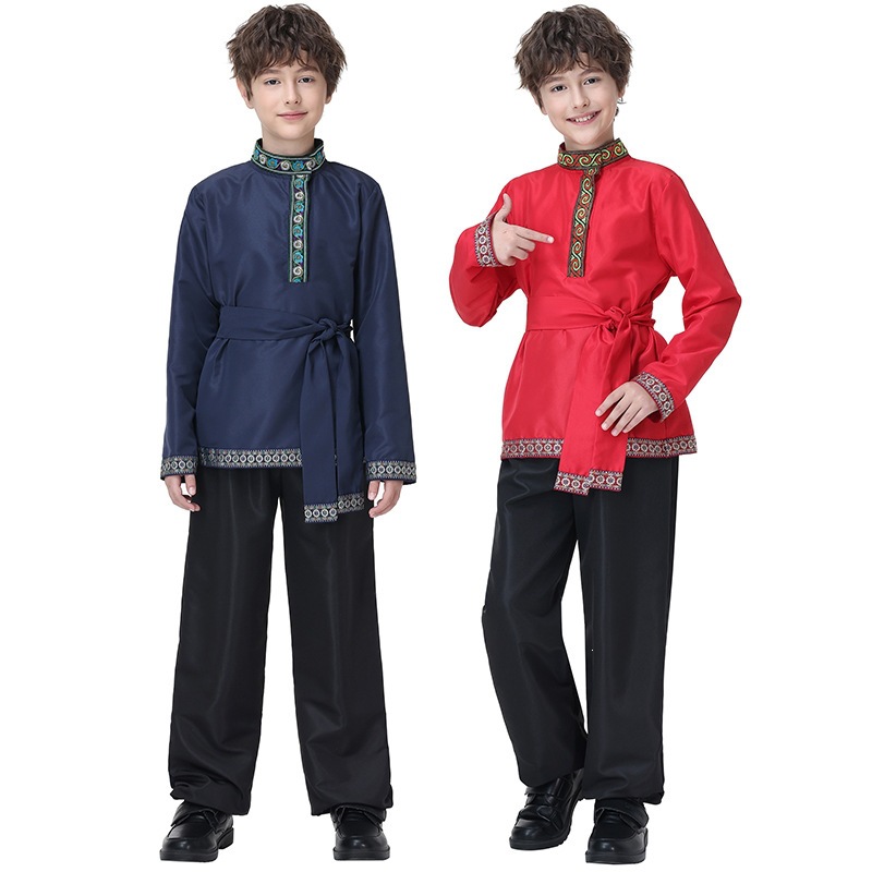 Children's Russian ethnic costumes, children's ethnic minority dance costumes, boys' Xinjiang dance performance costumes, choir costumes