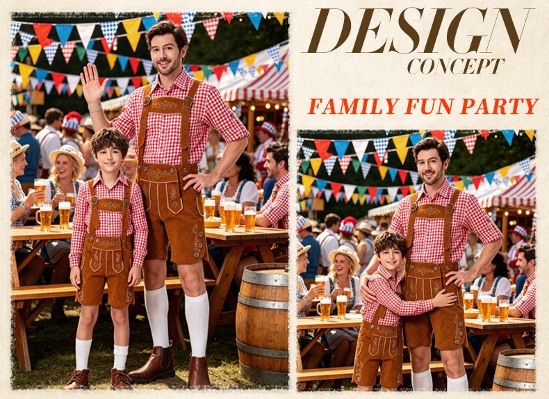 Boys' Oktoberfest Costume, Bavarian Traditional Overalls Suit, Halloween Stage Performance