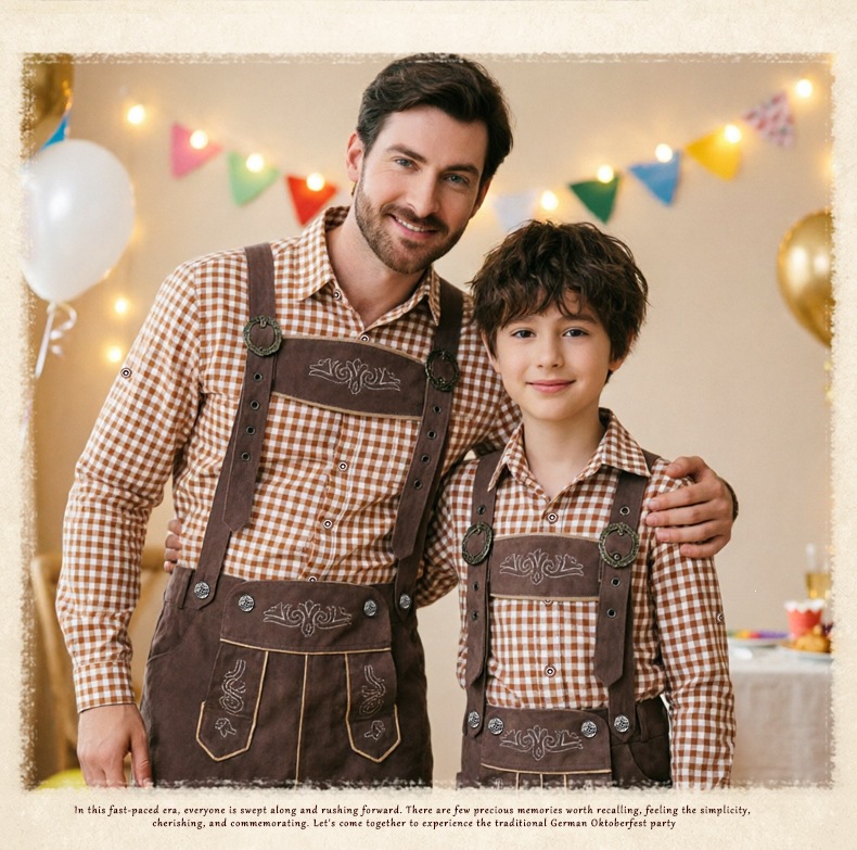 Boys' Oktoberfest Costume, Bavarian Traditional Overalls Suit, Halloween Stage Performance