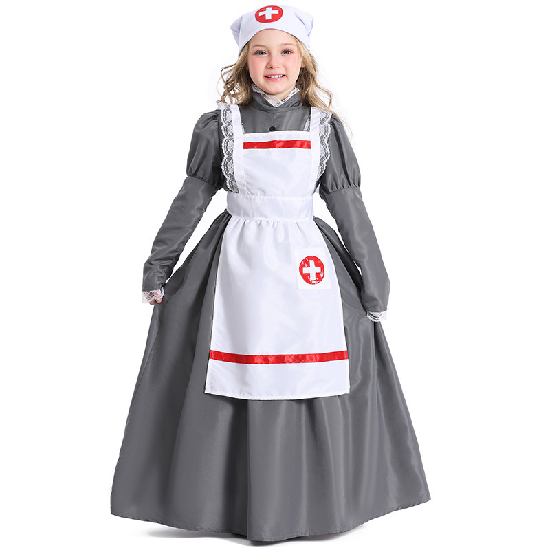 European retro children's nurse dress, gray and white maid/maid cosplay costume, stage performance costume, Guangzhou