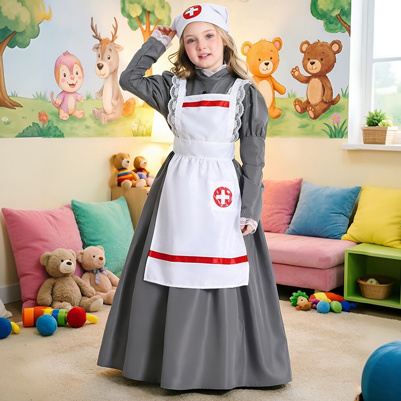 European retro children's nurse dress, gray and white maid/maid cosplay costume, stage performance costume, Guangzhou