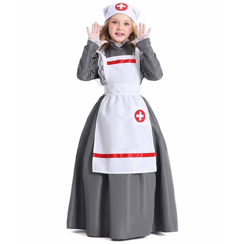 European retro children's nurse dress, gray and white maid/maid cosplay costume, stage performance costume, Guangzhou