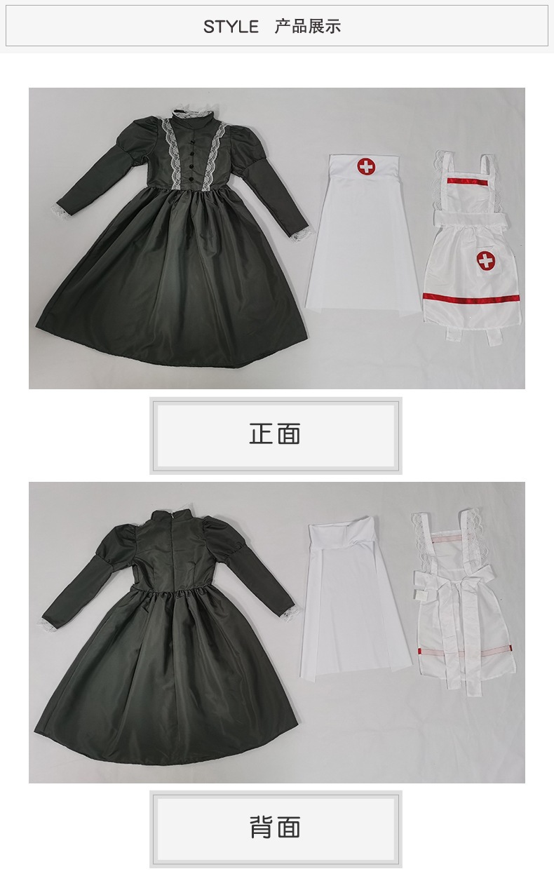 European retro children's nurse dress, gray and white maid/maid cosplay costume, stage performance costume, Guangzhou