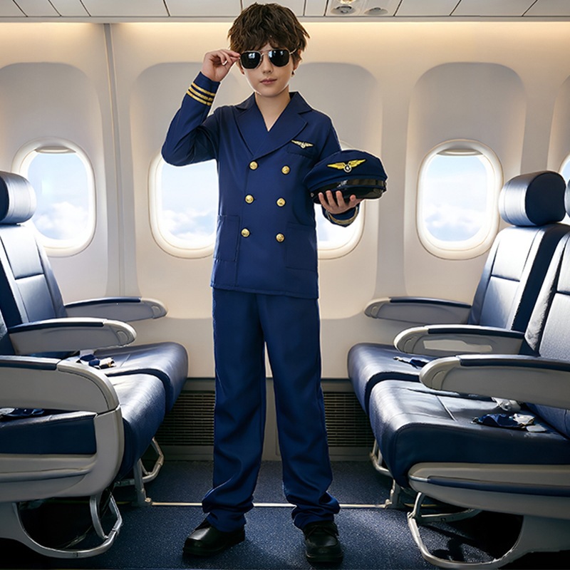 Children's pilot suit, boys' captain suit set, Halloween role-playing cosplay performance costume, Guangzhou costume