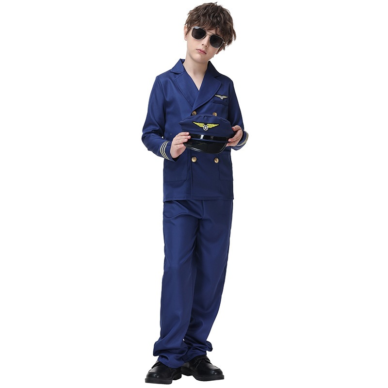 Children's pilot suit, boys' captain suit set, Halloween role-playing cosplay performance costume, Guangzhou costume