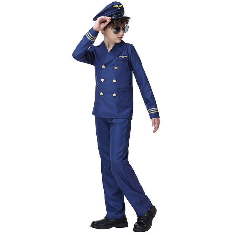 Children's pilot suit, boys' captain suit set, Halloween role-playing cosplay performance costume, Guangzhou costume