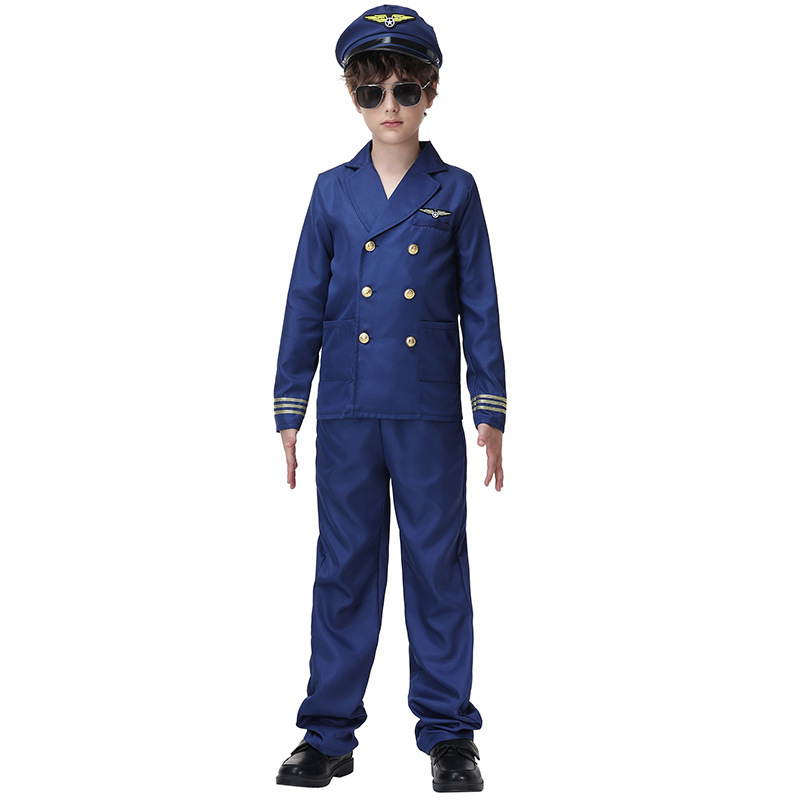 Children's pilot suit, boys' captain suit set, Halloween role-playing cosplay performance costume, Guangzhou costume