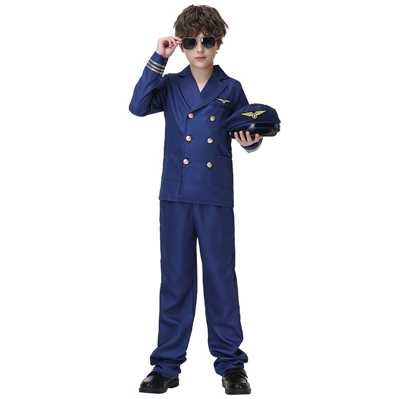 Children's pilot suit, boys' captain suit set, Halloween role-playing cosplay performance costume, Guangzhou costume