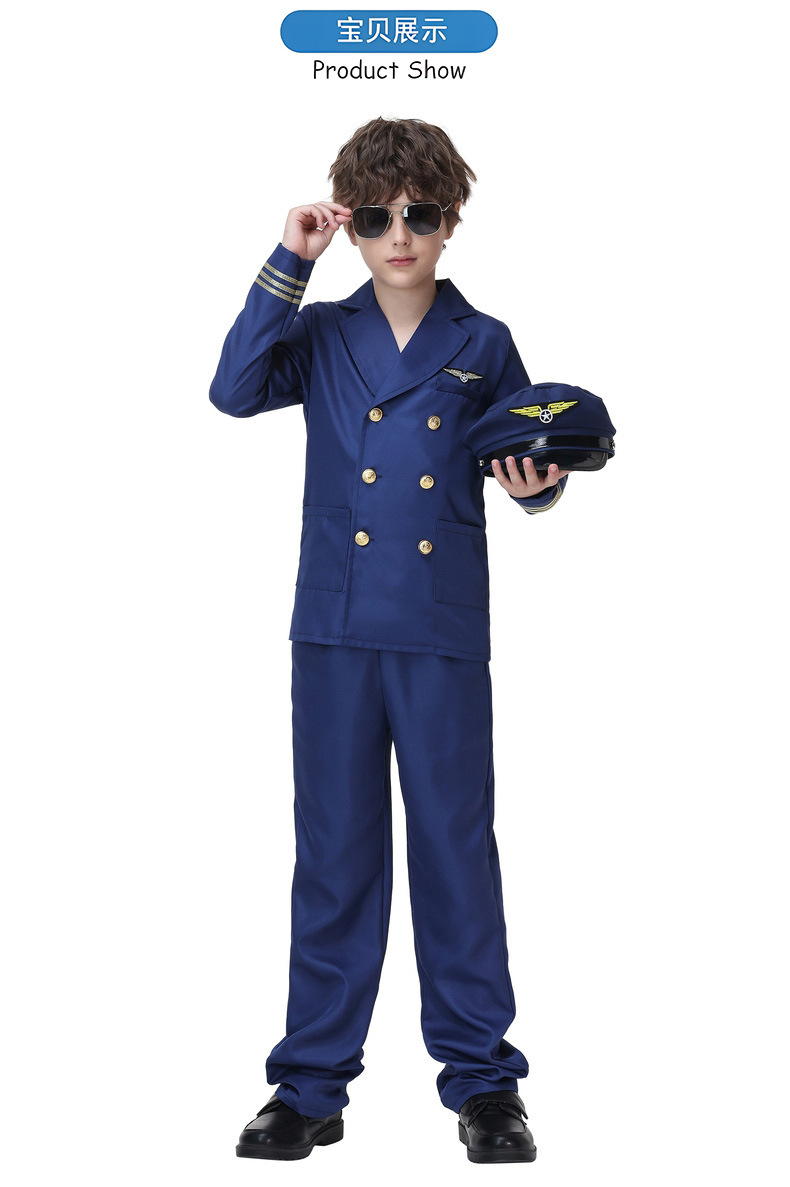 Children's pilot suit, boys' captain suit set, Halloween role-playing cosplay performance costume, Guangzhou costume