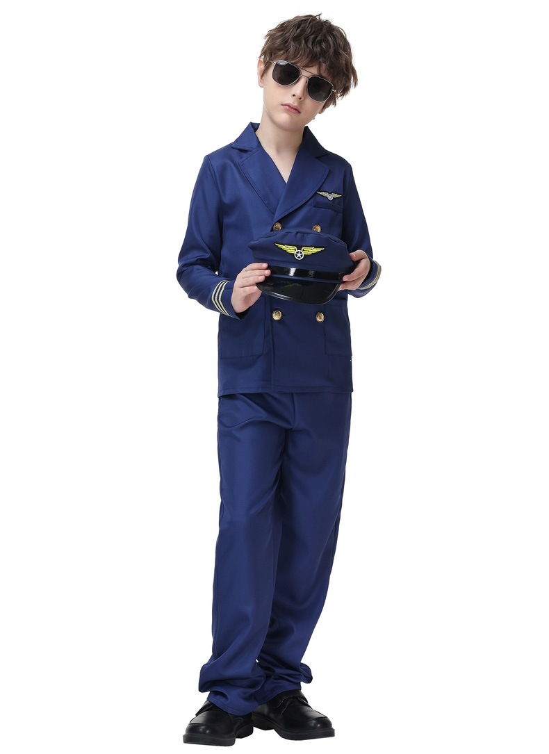 Children's pilot suit, boys' captain suit set, Halloween role-playing cosplay performance costume, Guangzhou costume